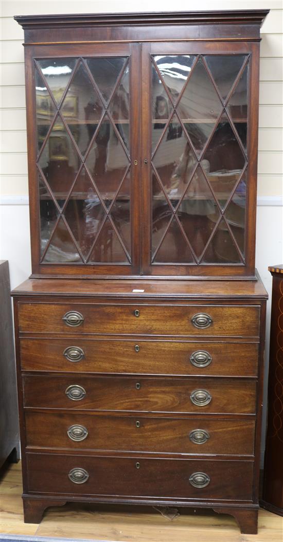 A mahogany secretaire bookcase W.98cm